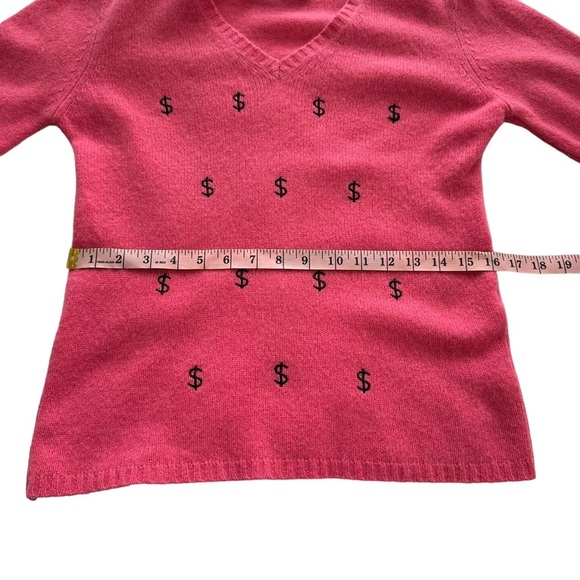 Reformation Sz XS/S Women's Pink Dollar $ Sign Vneck Sweater - Picture 8 of 11